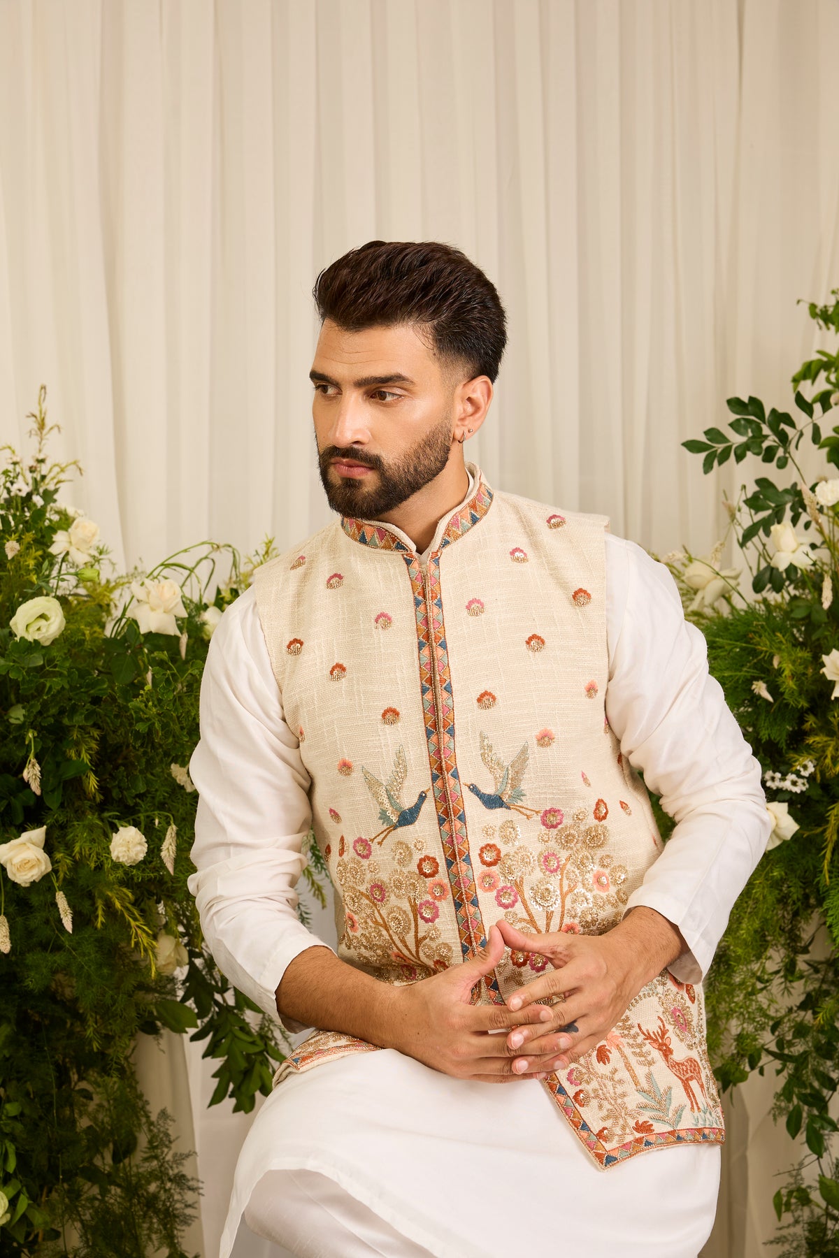 The Kingswood — A Jute Jacket with Regal Nature-Inspired Embroidery
