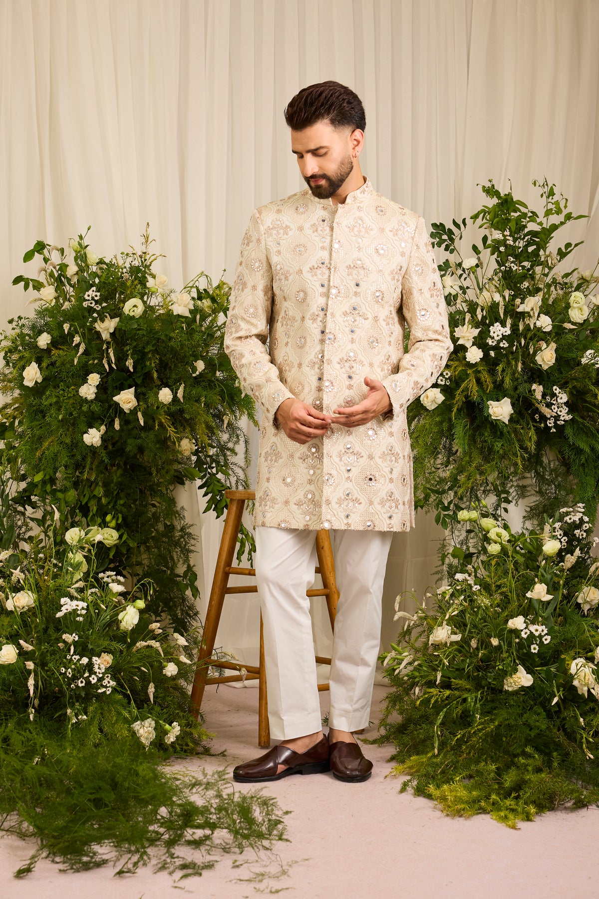 The Capella — A Golden Indo-Western with Ivory Cut-Dana