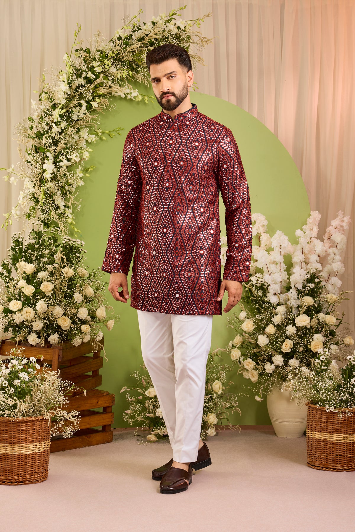 The Haute - A Statement maroon Kurta with Mirror work Detailing