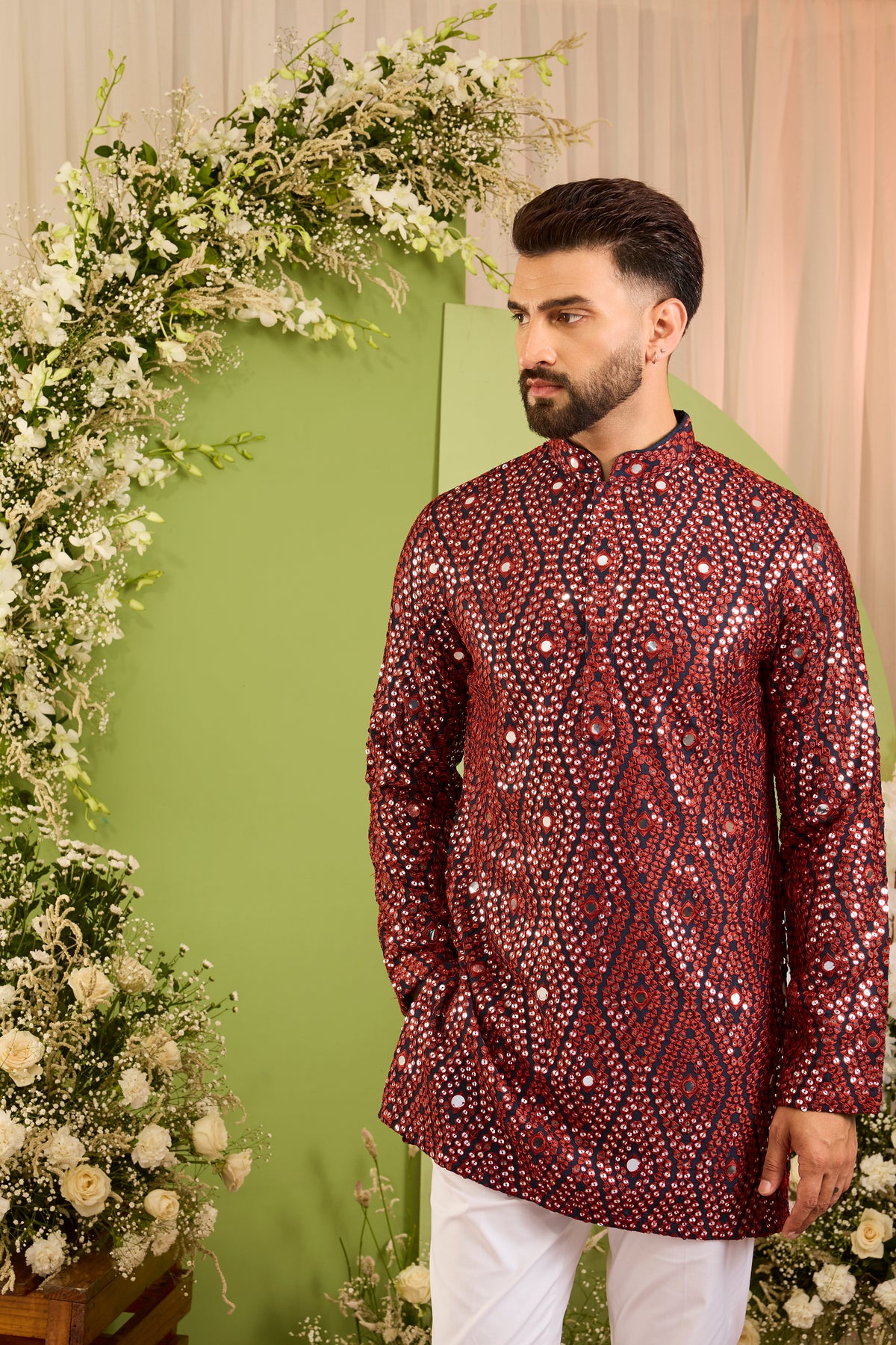 The Haute - A Statement maroon Kurta with Mirror work Detailing