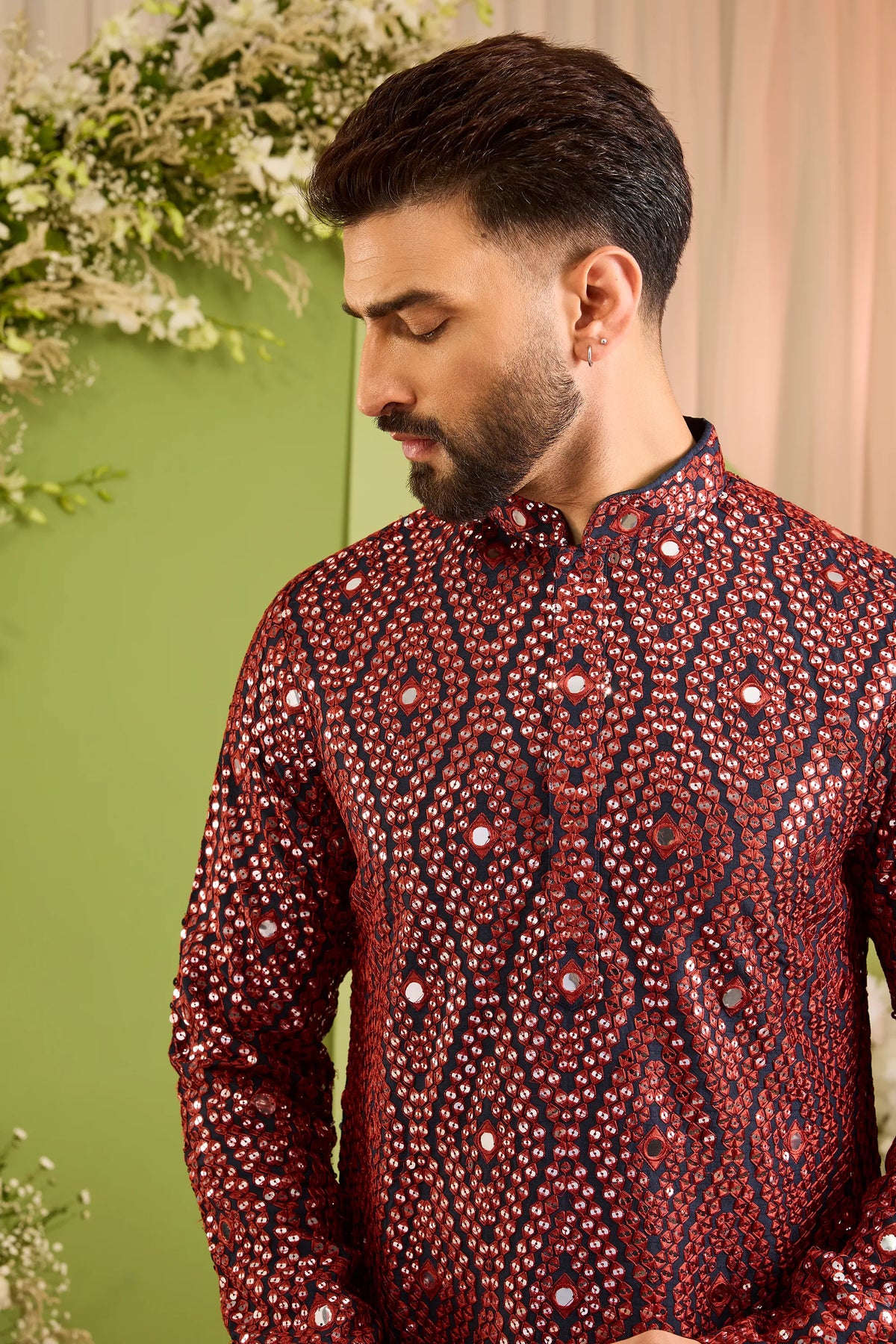 The Haute - A Statement maroon Kurta with Mirror work Detailing