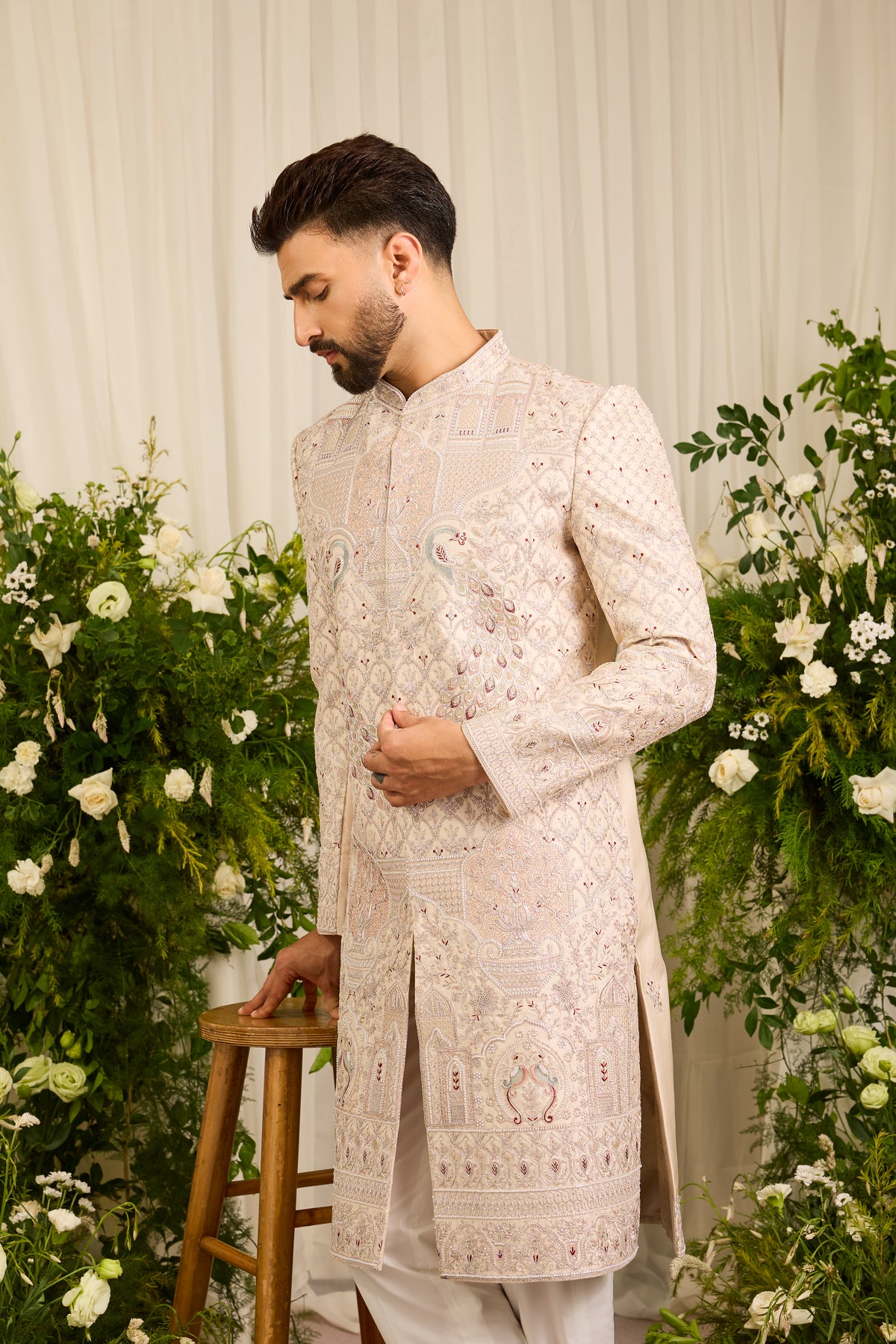 The Château Royale - An Ivory Sherwani Crafted in Intricate Handwork