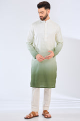 white-green ombre shaded kurta - kasbahmen