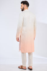 white-peach ombre shaded kurta - kasbahmen