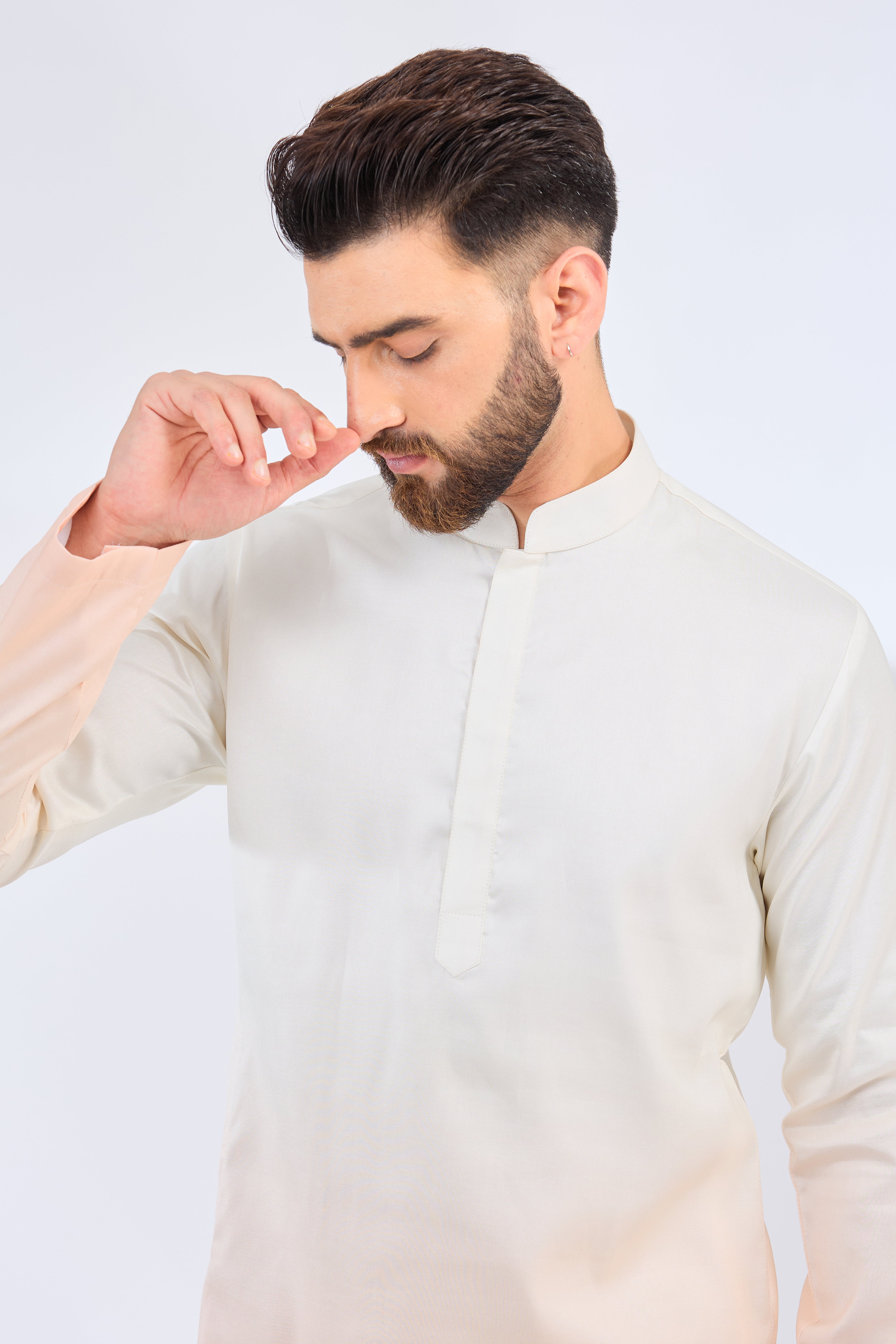 white-peach ombre shaded kurta - kasbahmen