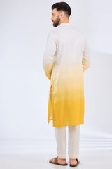 white-yellow ombre shaded kurta - kasbahmen