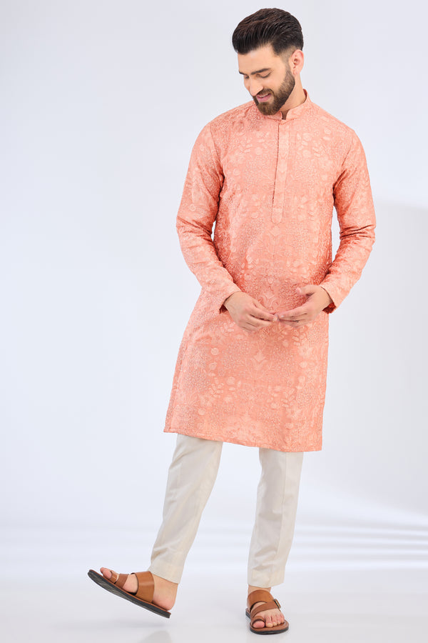 peach floral thread workkurta - kasbahmen