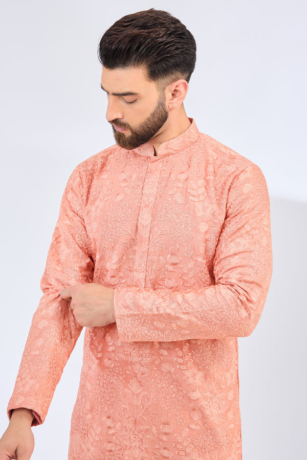 peach floral thread workkurta - kasbahmen