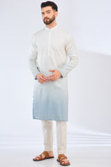 white-blue ombre shaded kurta - kasbahmen