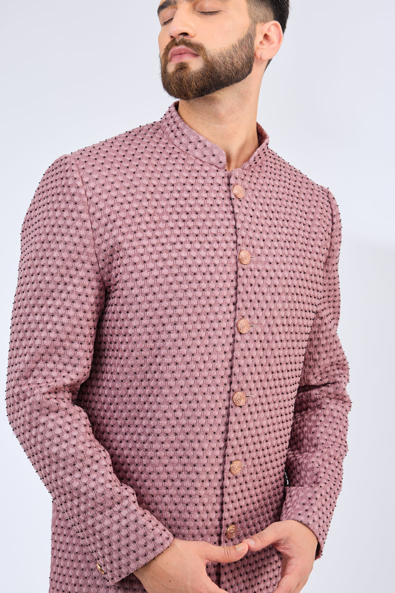 onion pink silk sherwani with cut dana work - kasbahmen