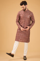 signature mauve taupe mirror work kurta - kasbahmen