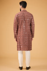 signature mauve taupe mirror work kurta - kasbahmen