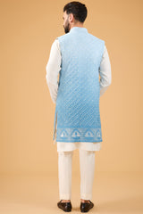 Blue ombre shaded long open shrug - kasbahmen