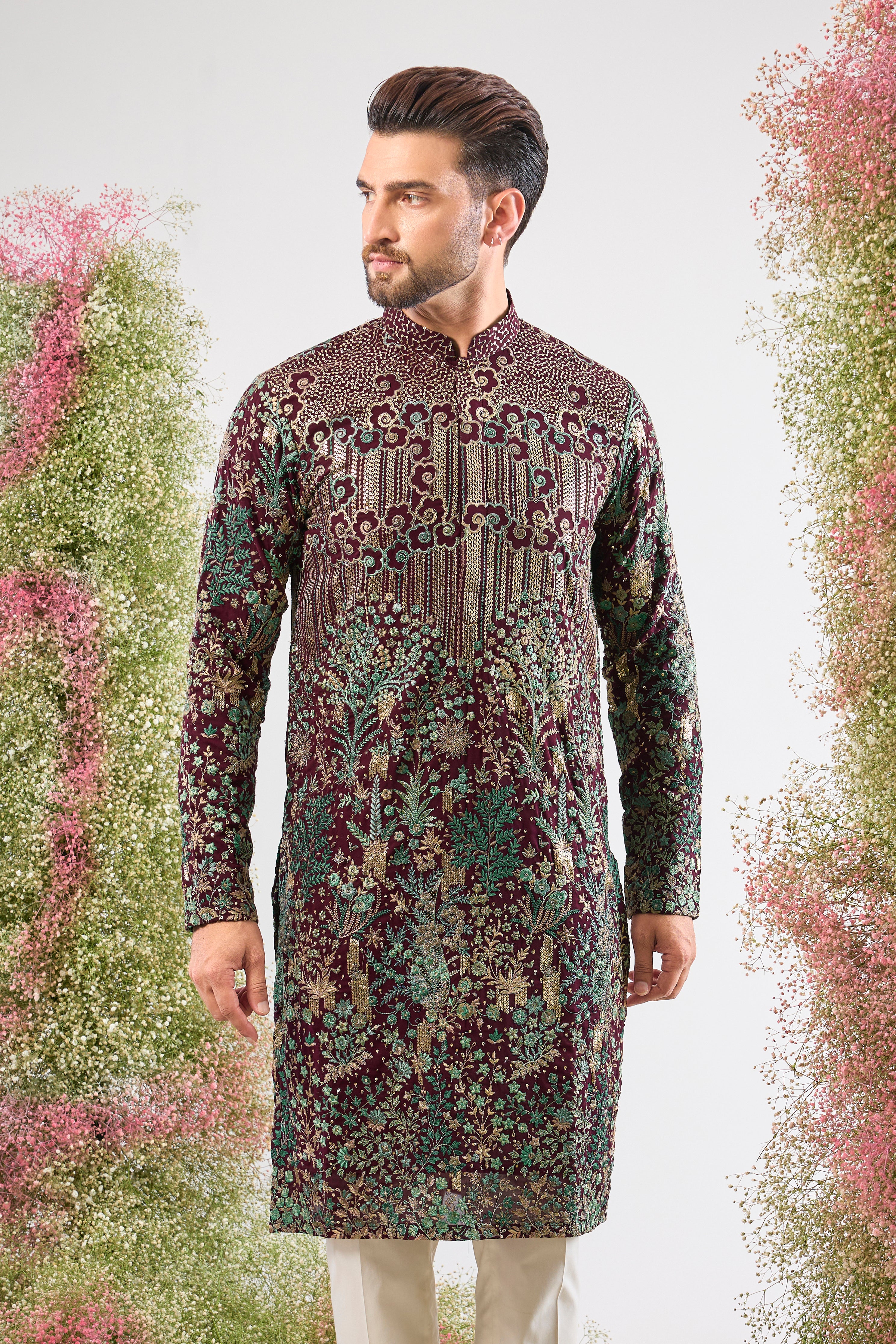 The MASTERPIECE everyone is buying! Our Wine Kurta with Detailed Sequin Work and Dazzling Floral Embroidery is officially our HOT SELLER!