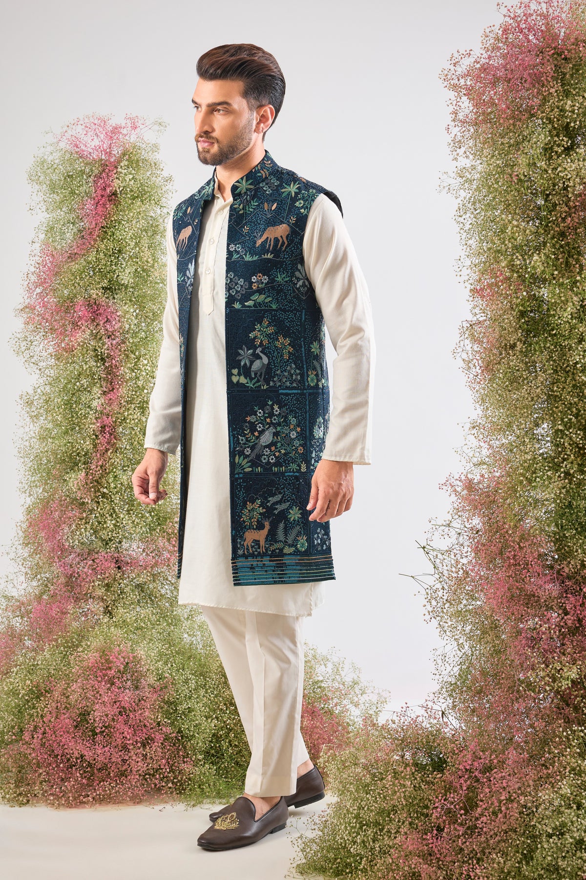 This Long Open Jacket is a masterpiece of light and detail, showcasing ...