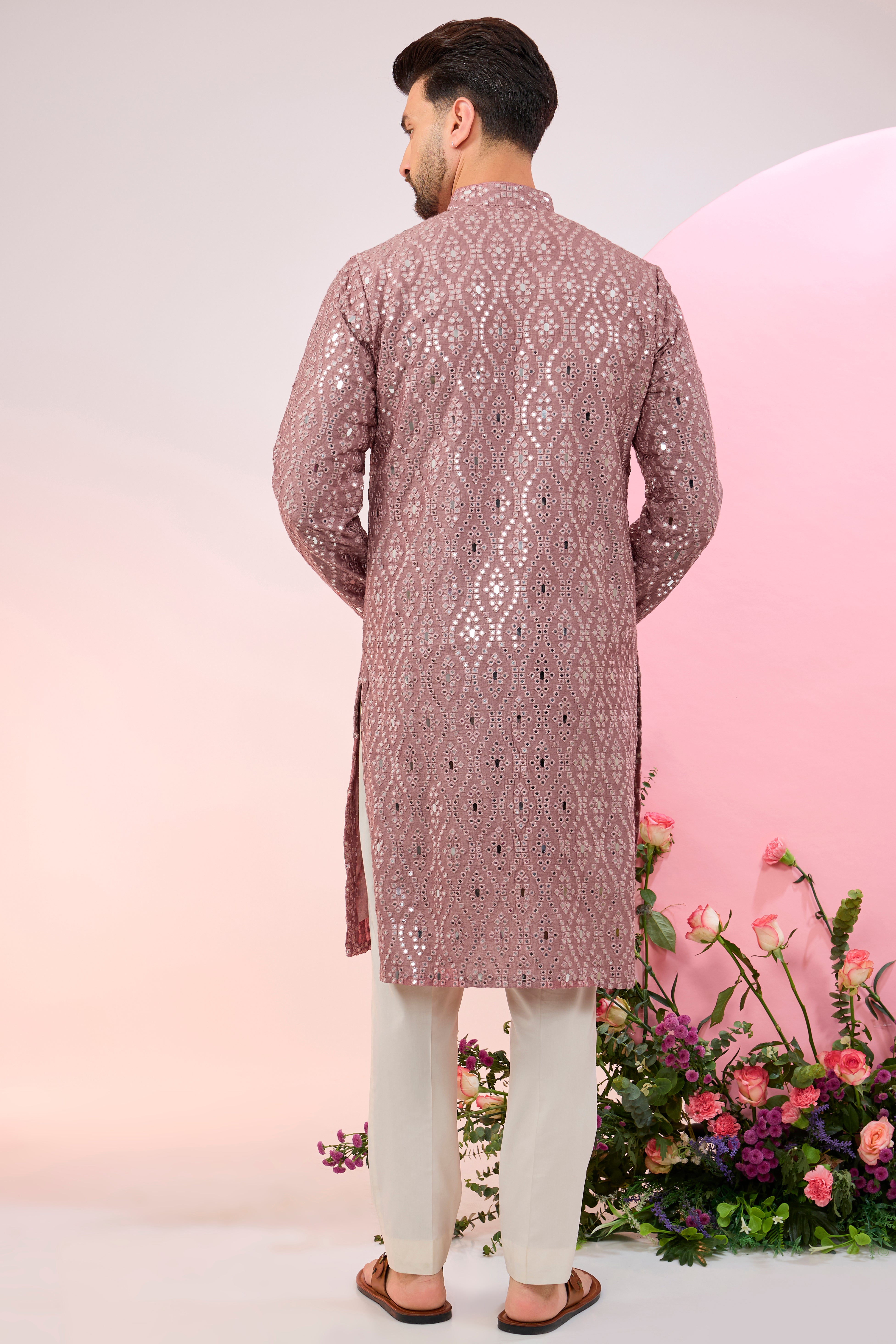 Signature purple mirror-work kurta