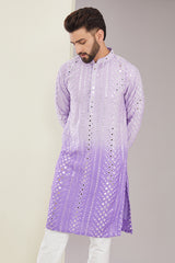 Signature purple ombre mirrorwork kurta - kasbahmen