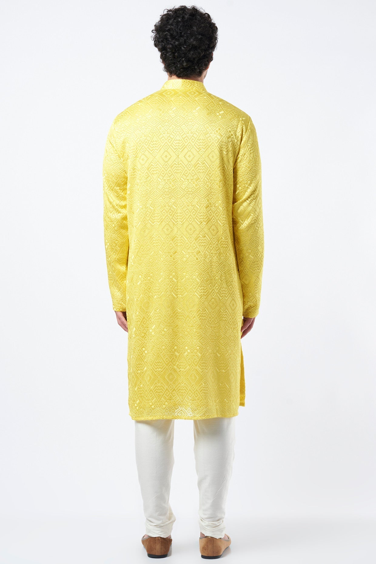 Neon Yellow Georgette Kurta - kasbahmen