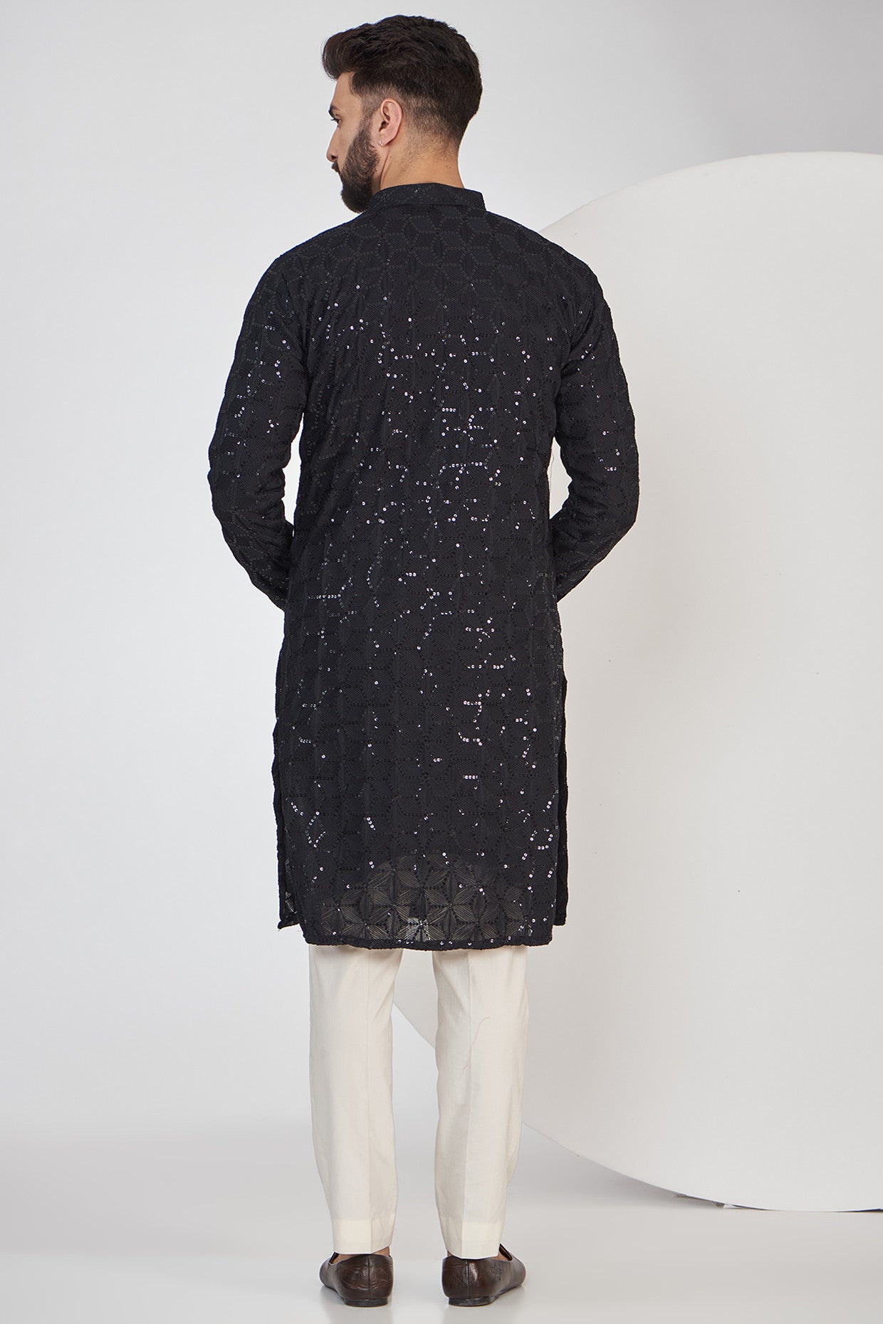 Black Chikankari Kurta - kasbahmen