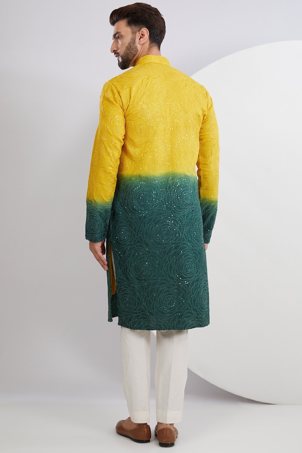 Yellow Green Ombre Kurta - kasbahmen