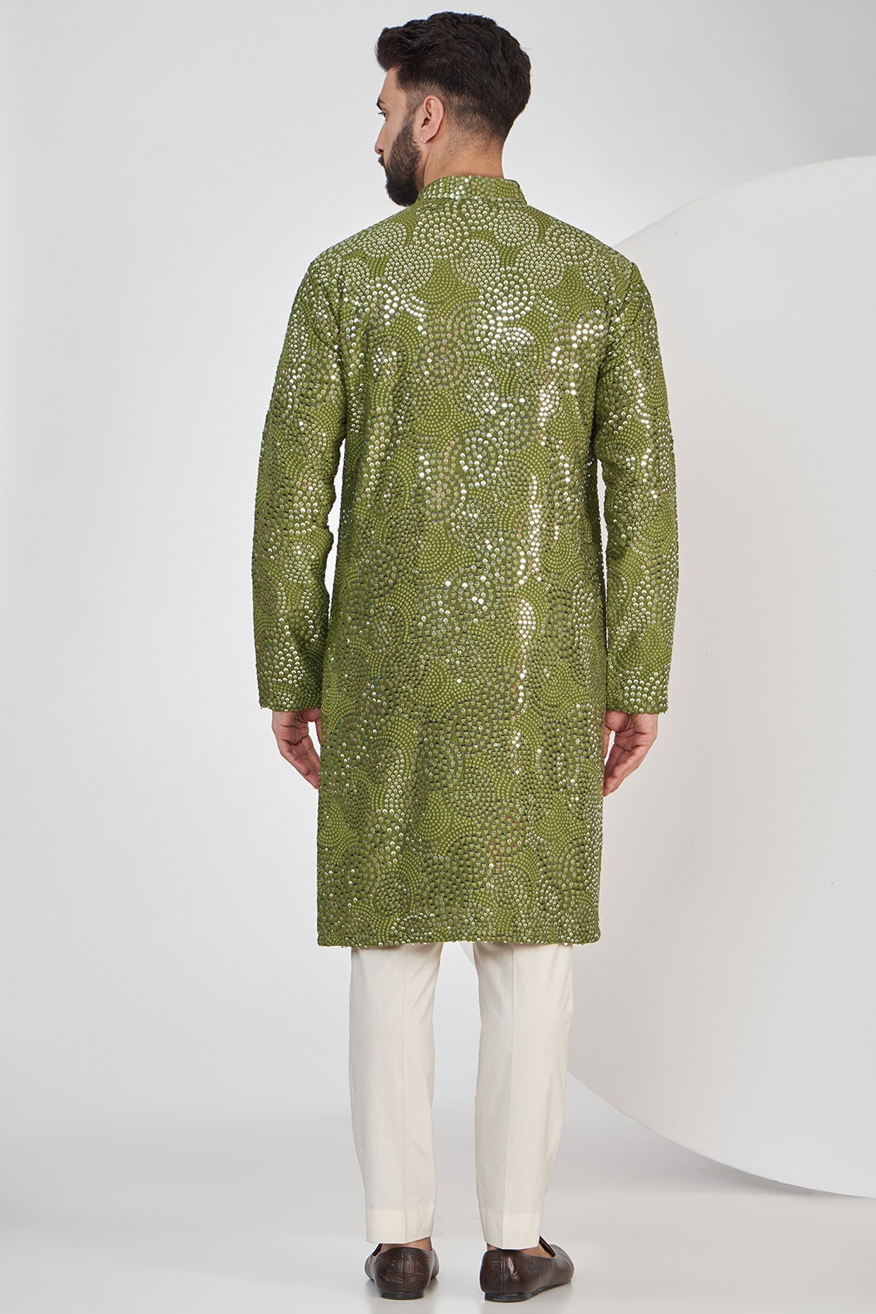 Mehndi green sequenced kurta - kasbahmen