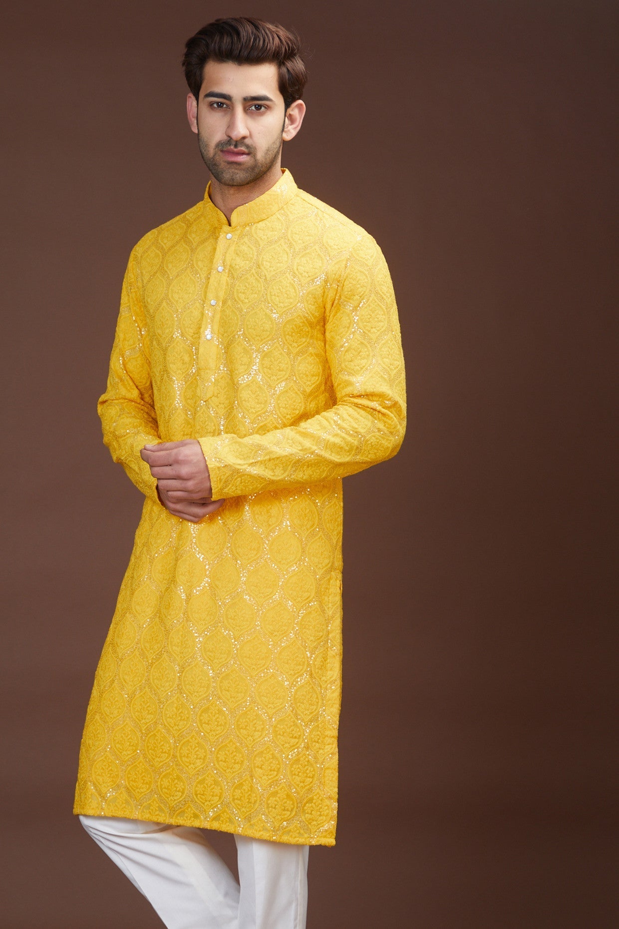 Yellow embrodried kurta - kasbahmen