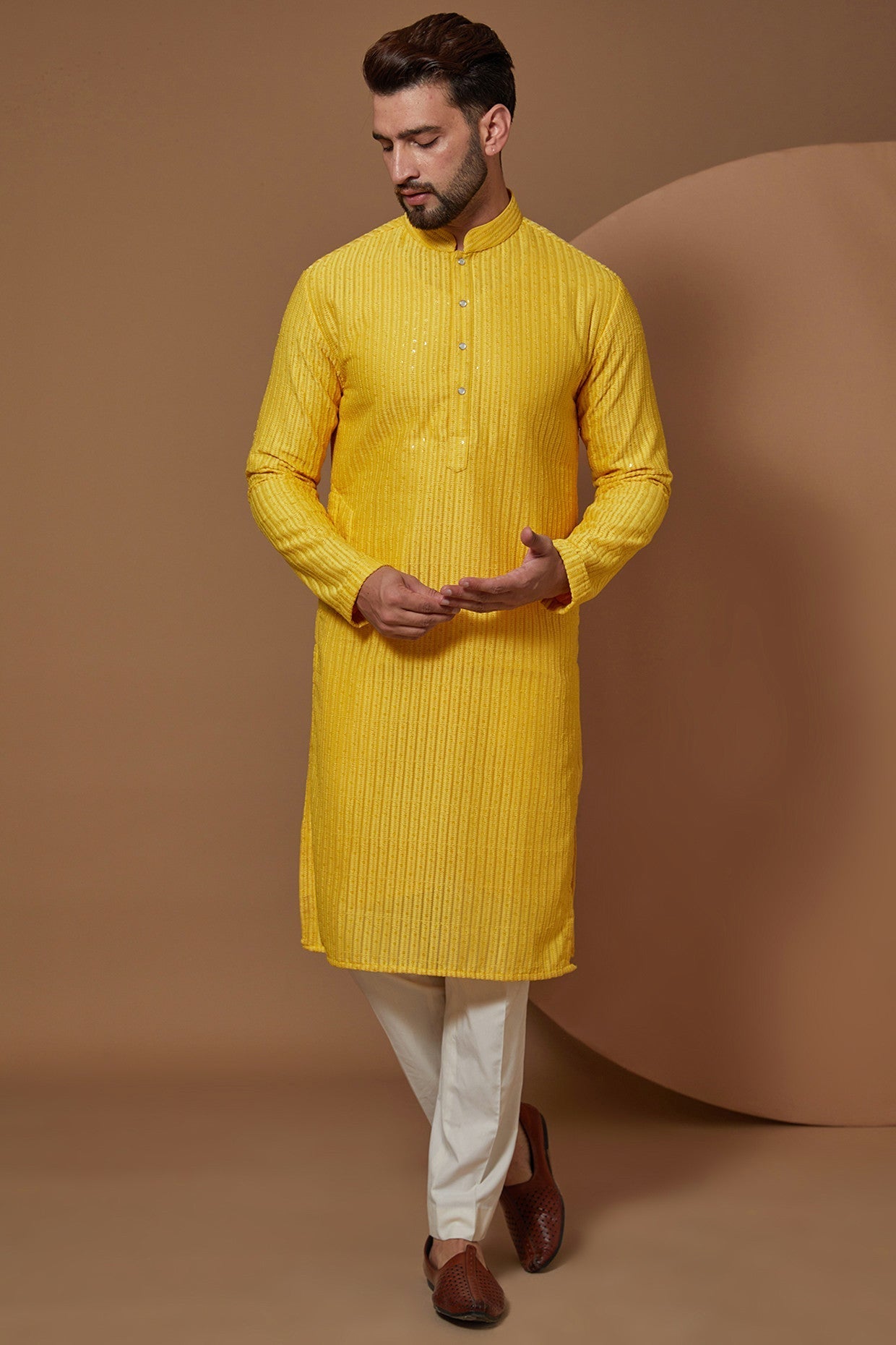 Yellow Chikankari Kurta - kasbahmen