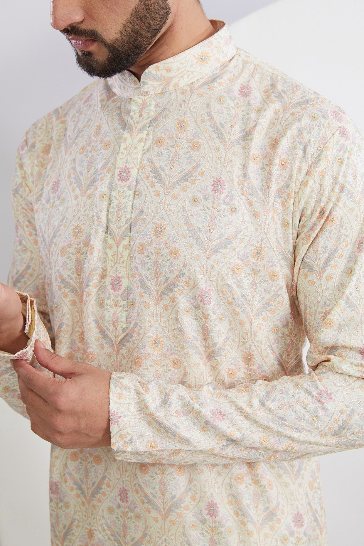 Ivory Multi Embroidered Kurta - kasbahmen