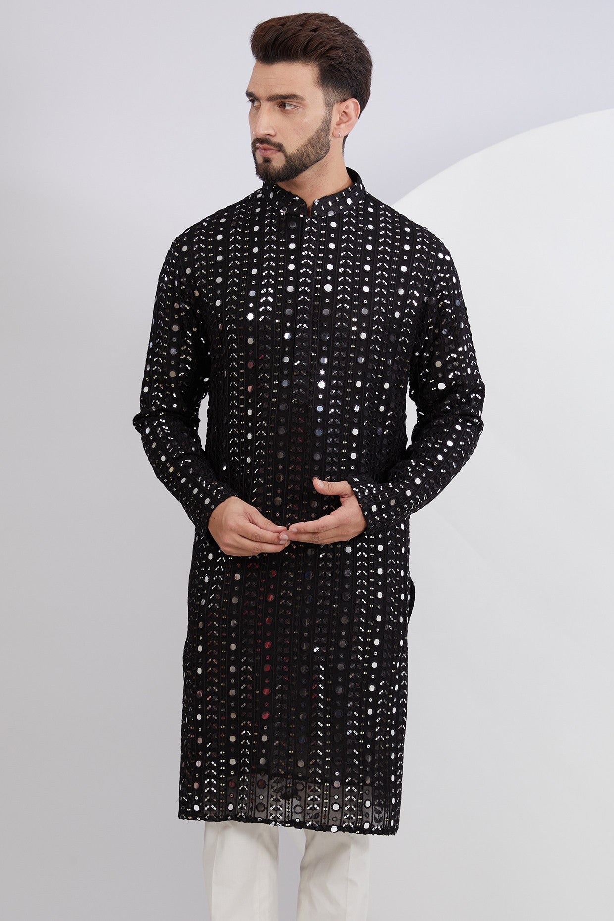 Black Mirrorwork Kurta - kasbahmen