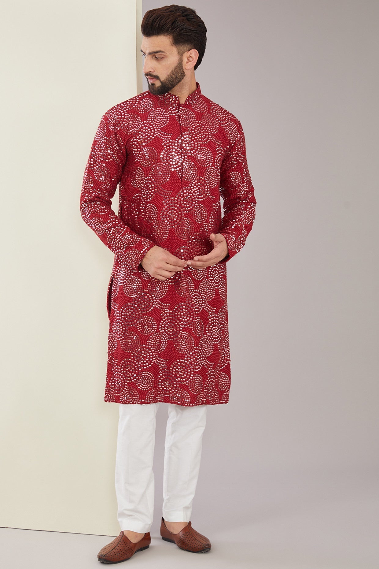 Maroon Sequined kurta - kasbahmen