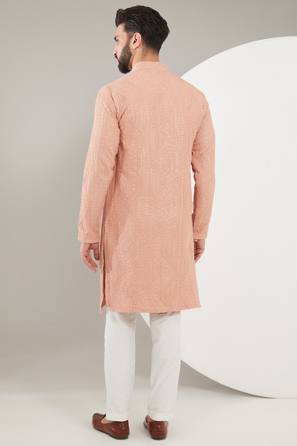 Peach chikankari kurta - kasbahmen