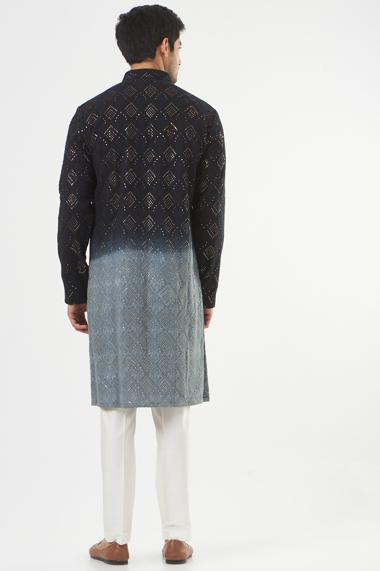 Grey Chikankari Shaded Kurta - kasbahmen