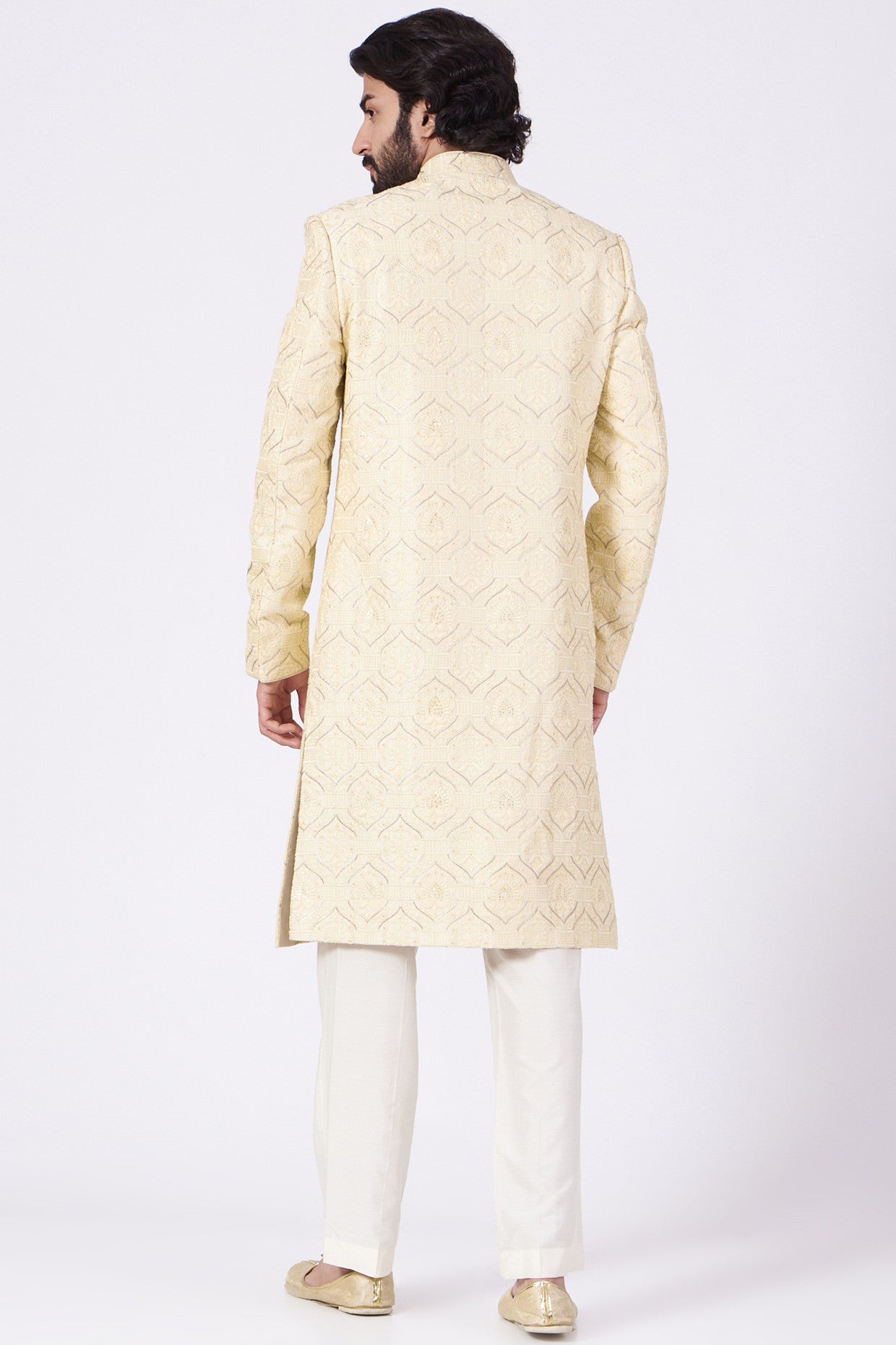 Cream Embroidered Sherwani - kasbahmen