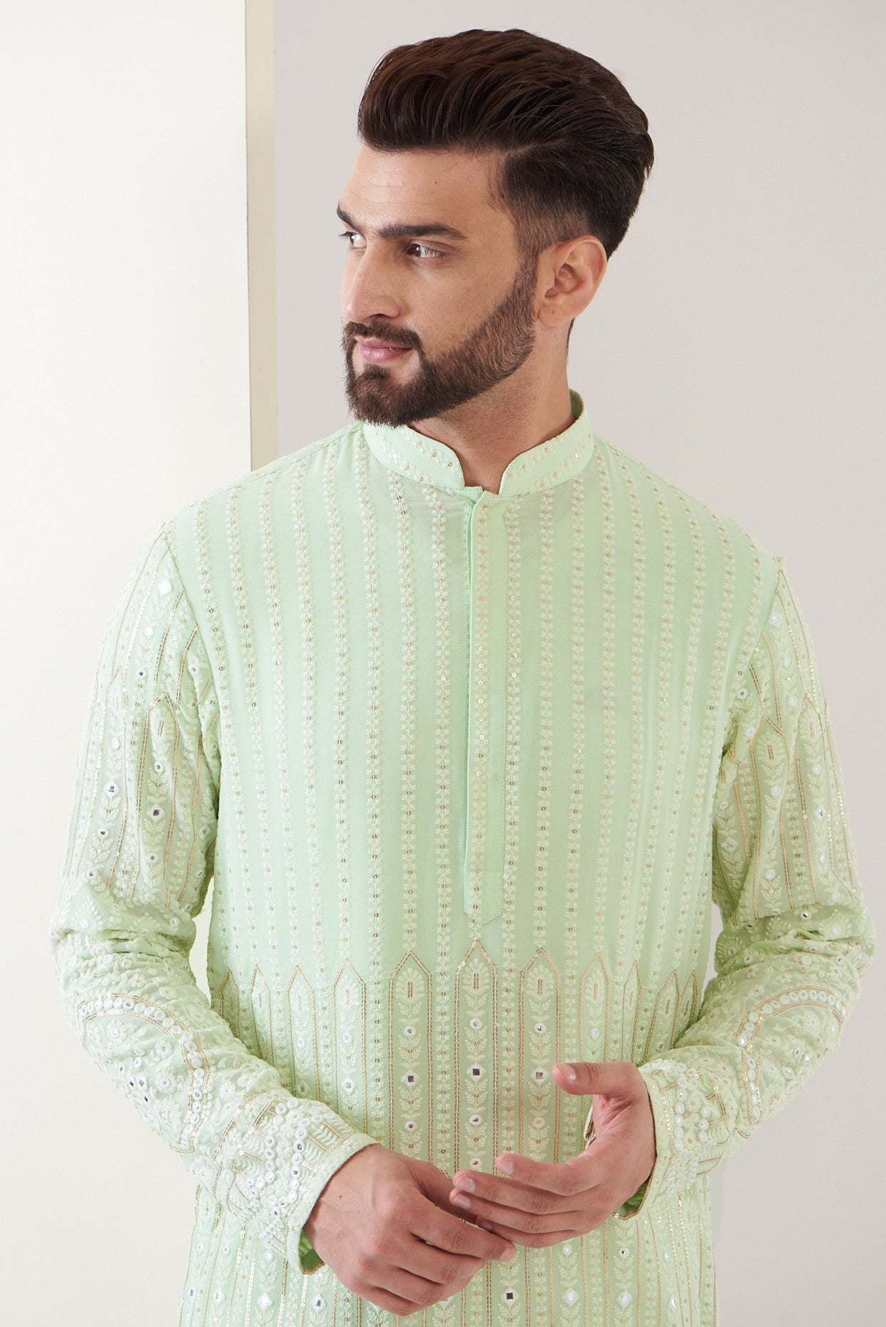 Light green embrodried kurta - kasbahmen