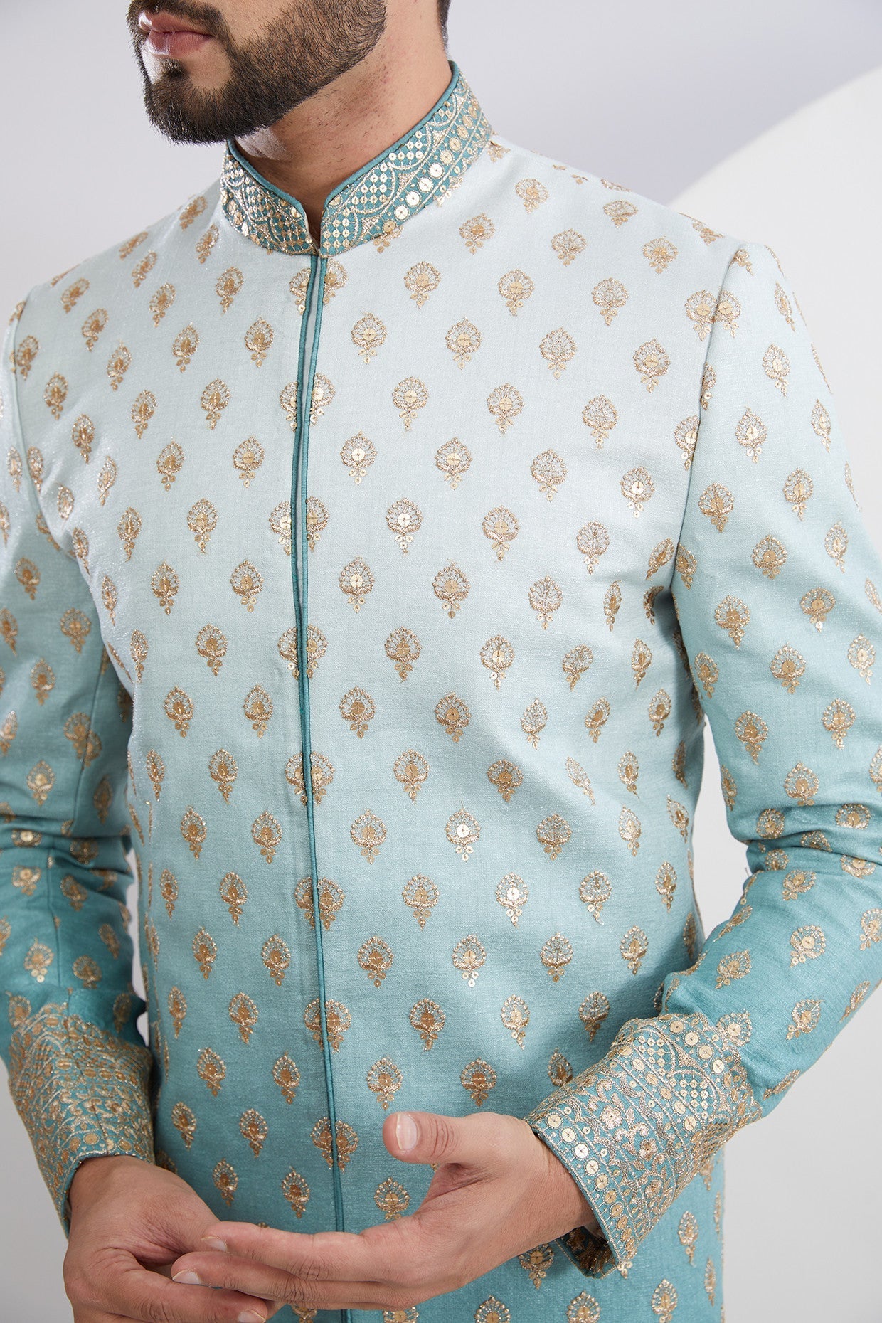 Classic ombre shaded Embroidered Sherwani - kasbahmen