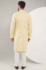 Beige Kashmiri Embroidered Kurta - kasbahmen