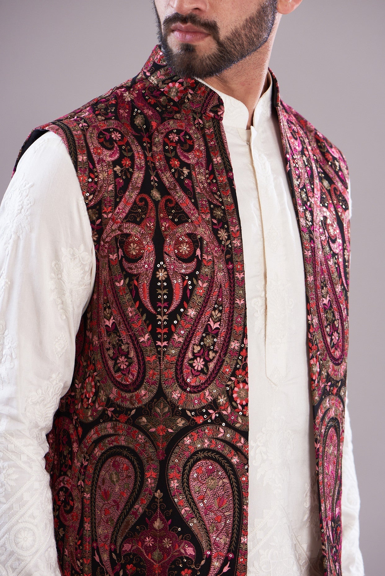 Kalamkari long open shrug - kasbahmen