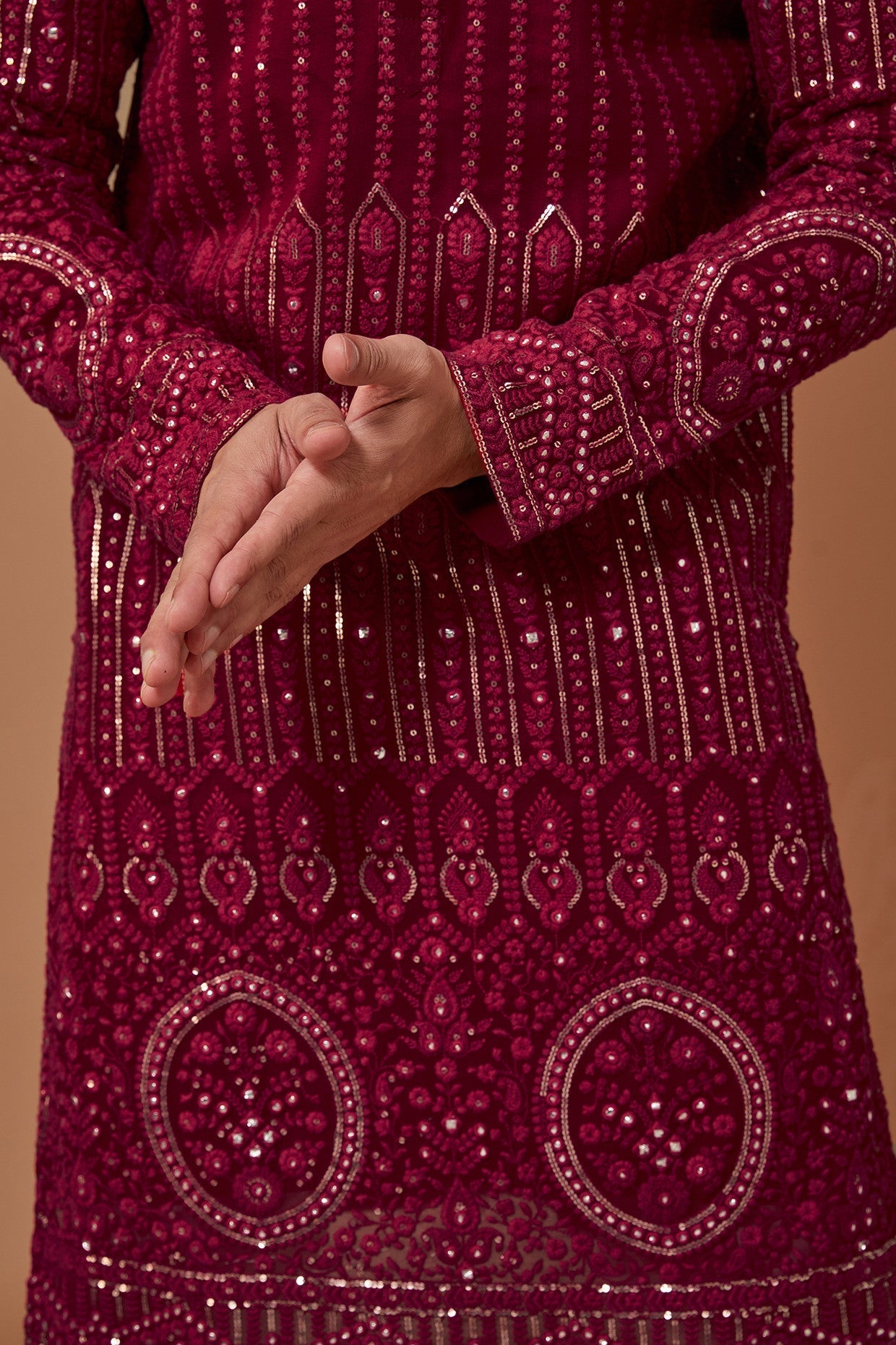 Red/Maroon Dual Tone Kurta - kasbahmen