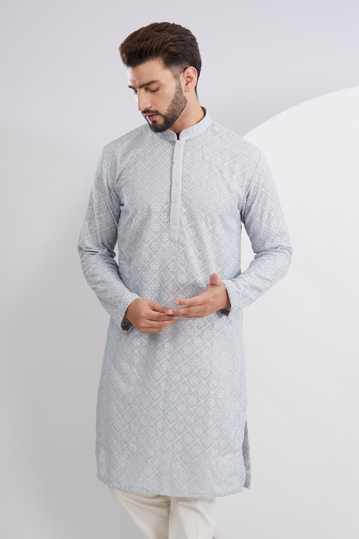 Sierra Blue Embroidered Kurta - kasbahmen