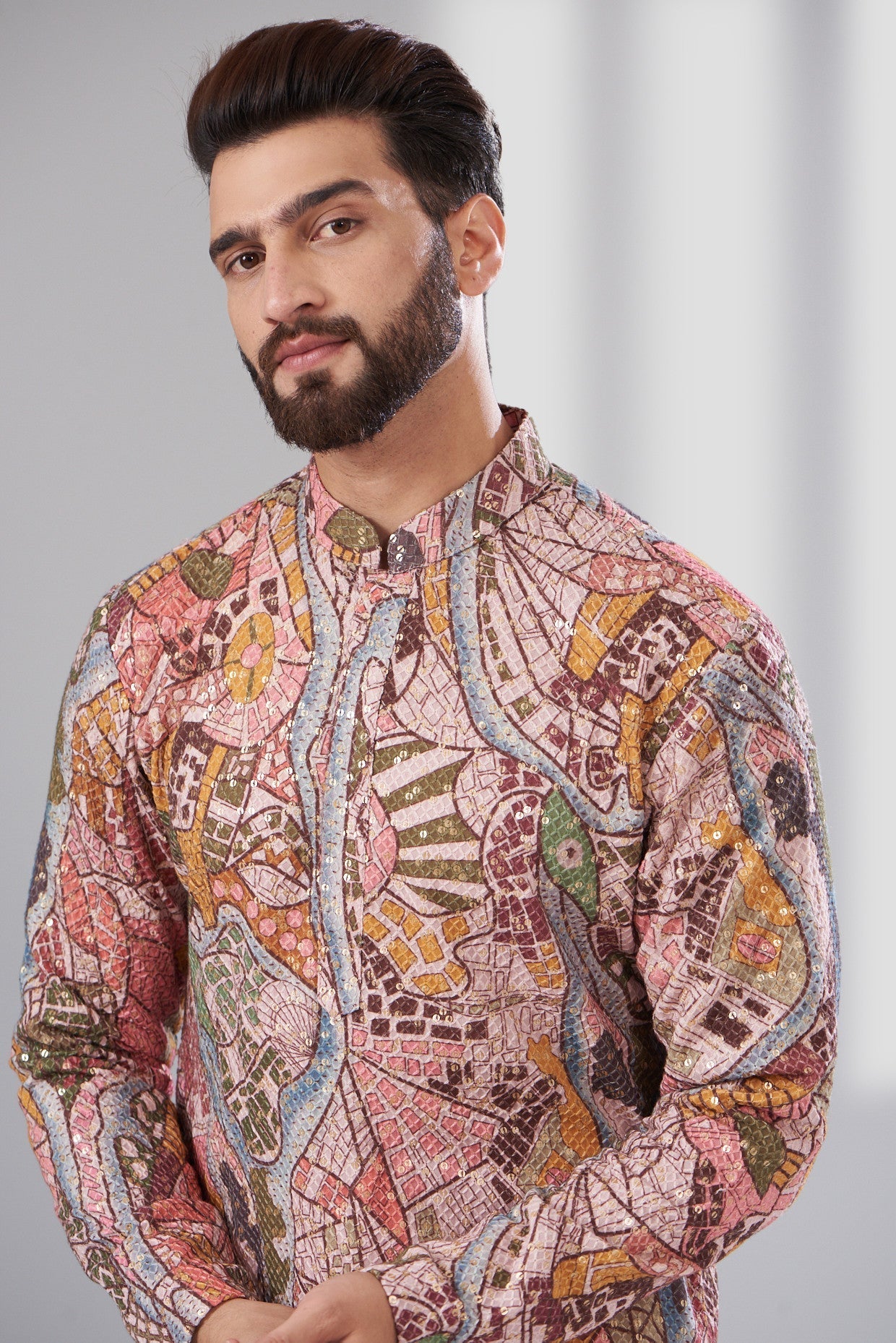 Abstract Embroidered Kurta - kasbahmen