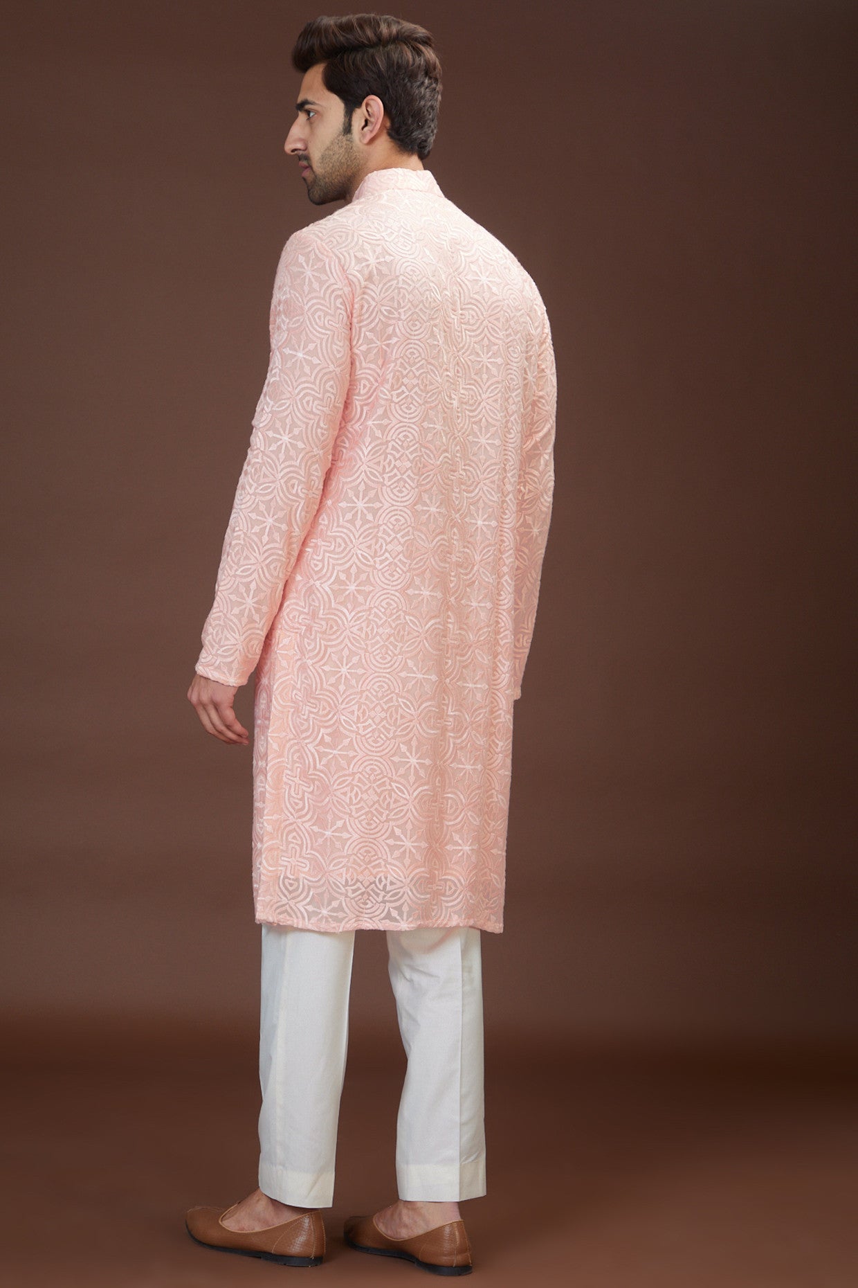 Blush pink chikankari kurta - kasbahmen