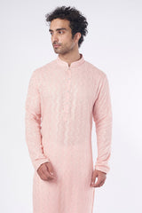 Blush Pink Sequins Embroidered Kurta - kasbahmen