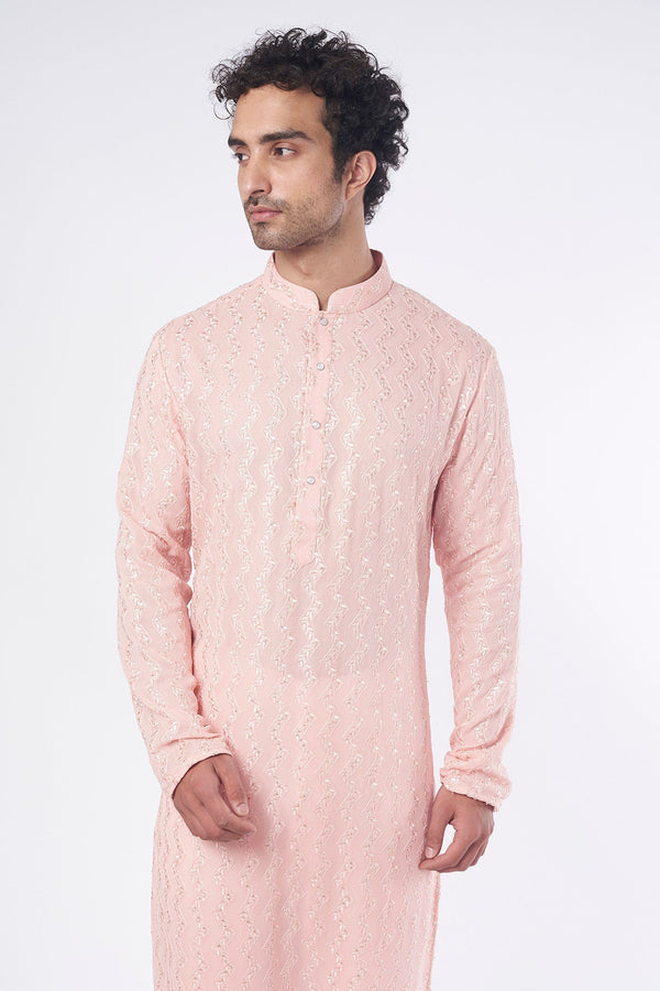 Blush Pink Sequins Embroidered Kurta