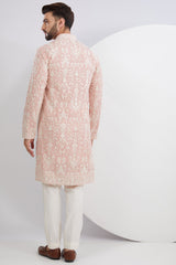 Pink Threadwork Kurta with Intricate Embroidered Neckline - kasbahmen