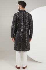 signature black mirror work kurta - kasbahmen