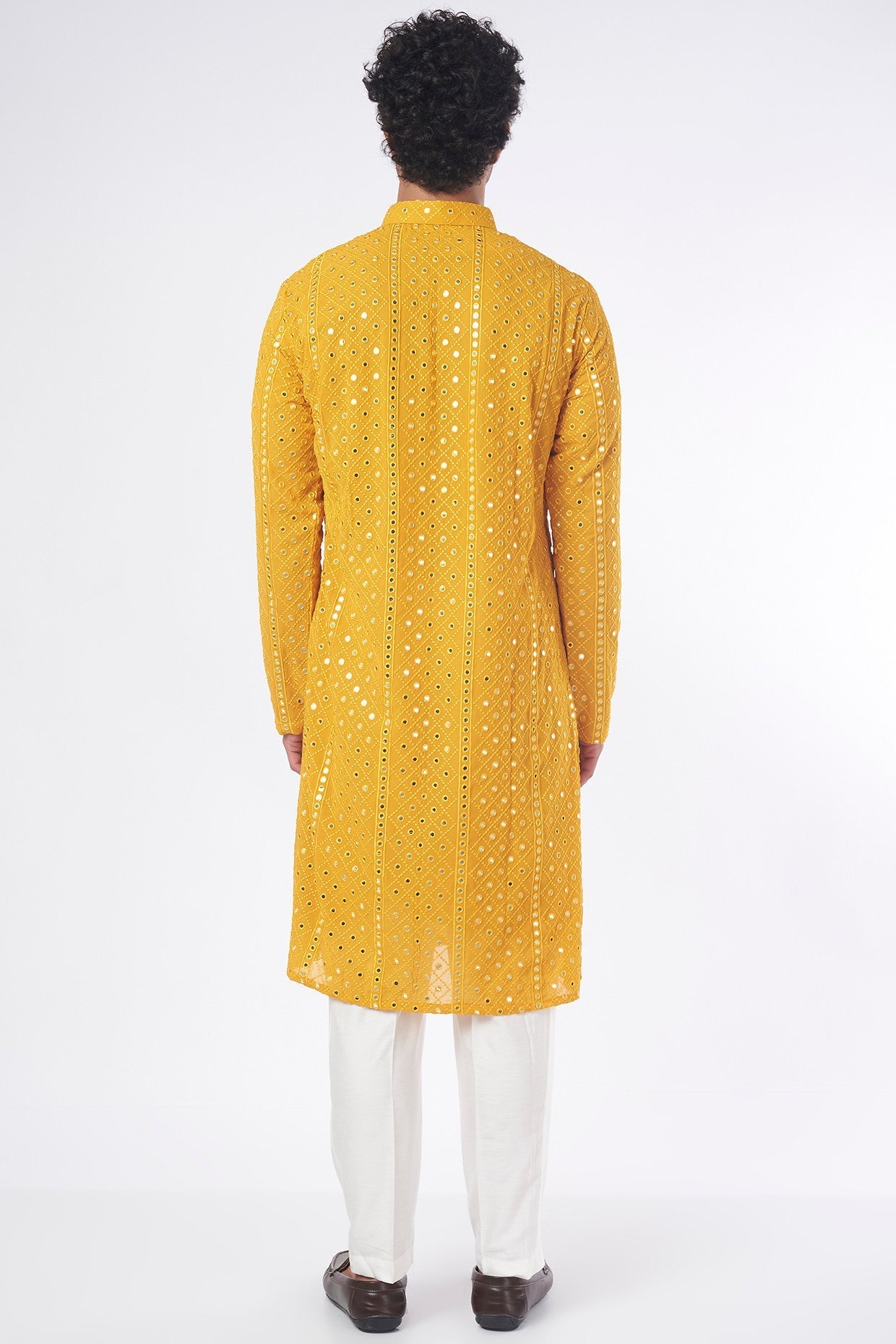 Mustard Embroidered Kurta - kasbahmen