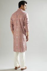 Mud Pink Floral Embroidered Kurta