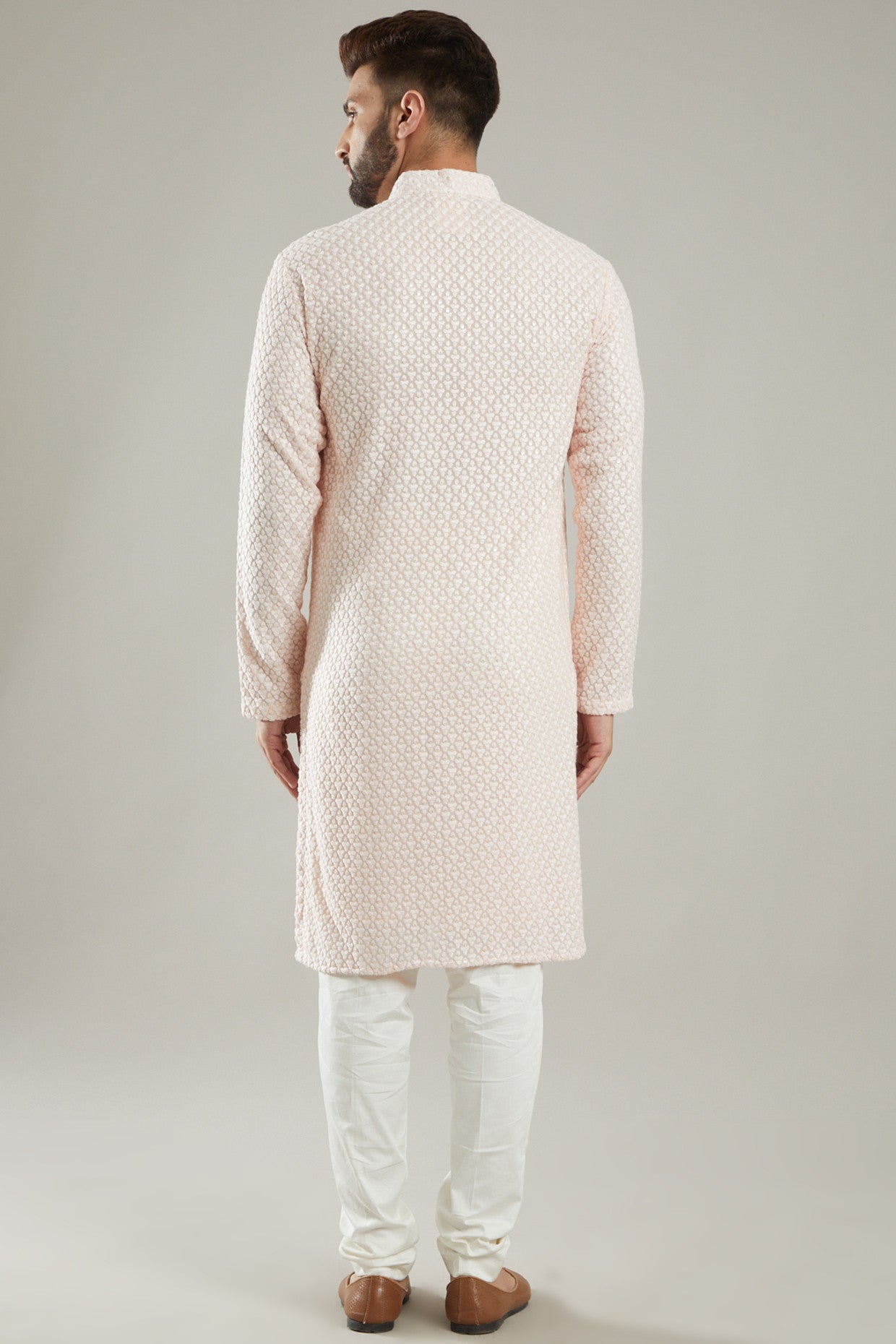 Blush Pink Embroidered Kurta - kasbahmen