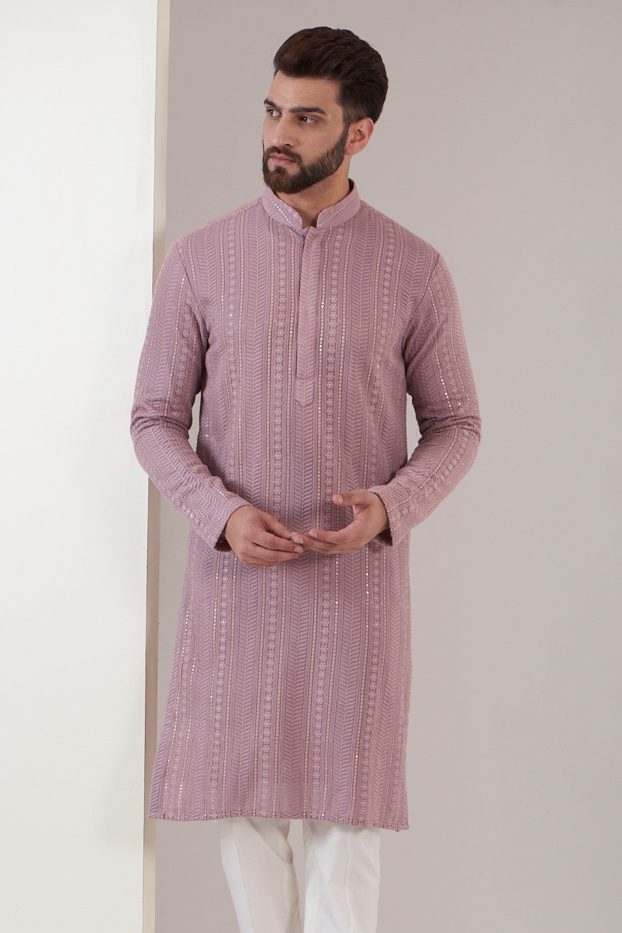 Lilac embroidered kurta - kasbahmen