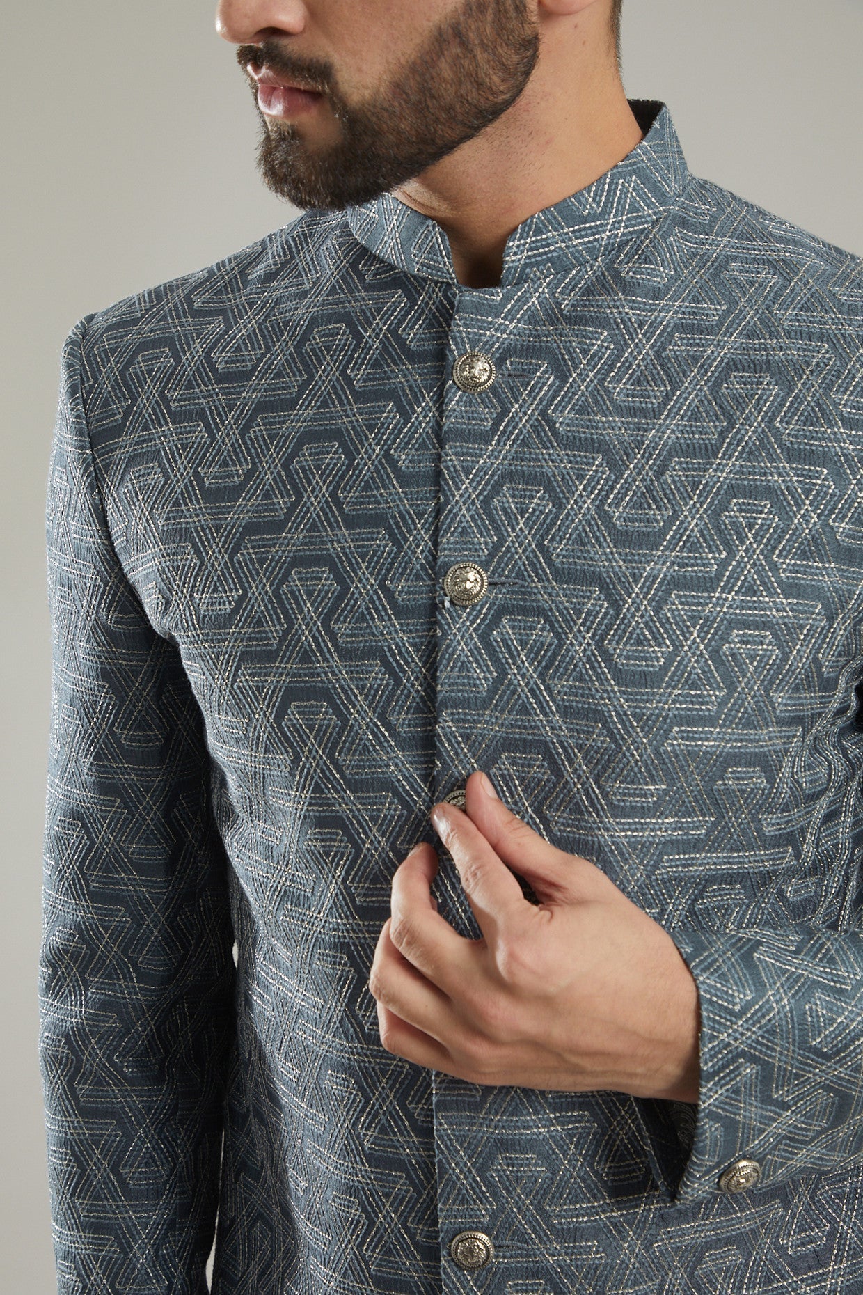 Cobalt Blue Indo Western Jacket - kasbahmen